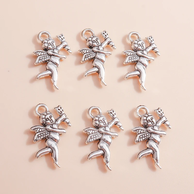 

20pcs 23*14mm Angel Charms Vintage Silver Color Handmade Craft Pendant Charms Making DIY Jewelry For Bracelet Necklace Earrings