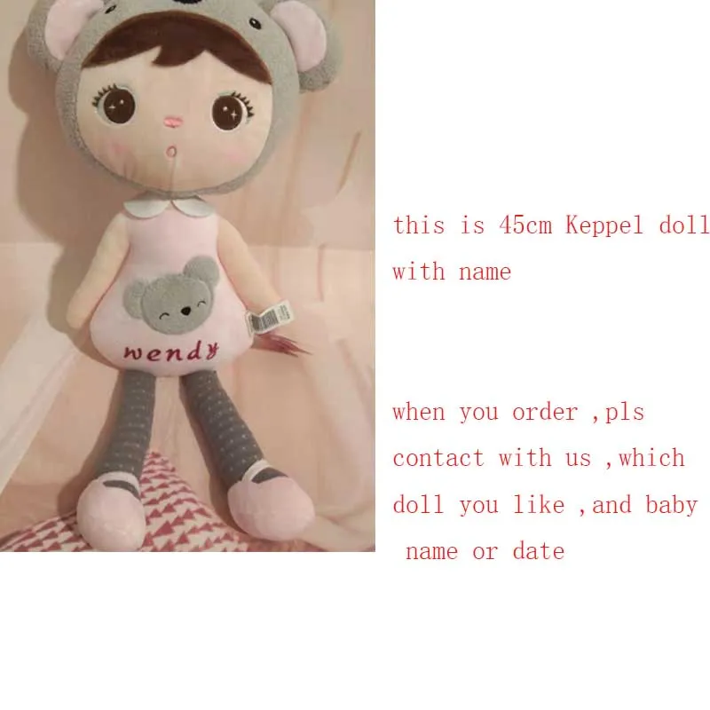 45cm with name Новые оригинальные 20 см 45 см Мультяшные мягкие животные Metoo Плюшевые игрушки кошки куклы на день рождения Рождество подарки для детей C21 - Цвет: 45cm with name