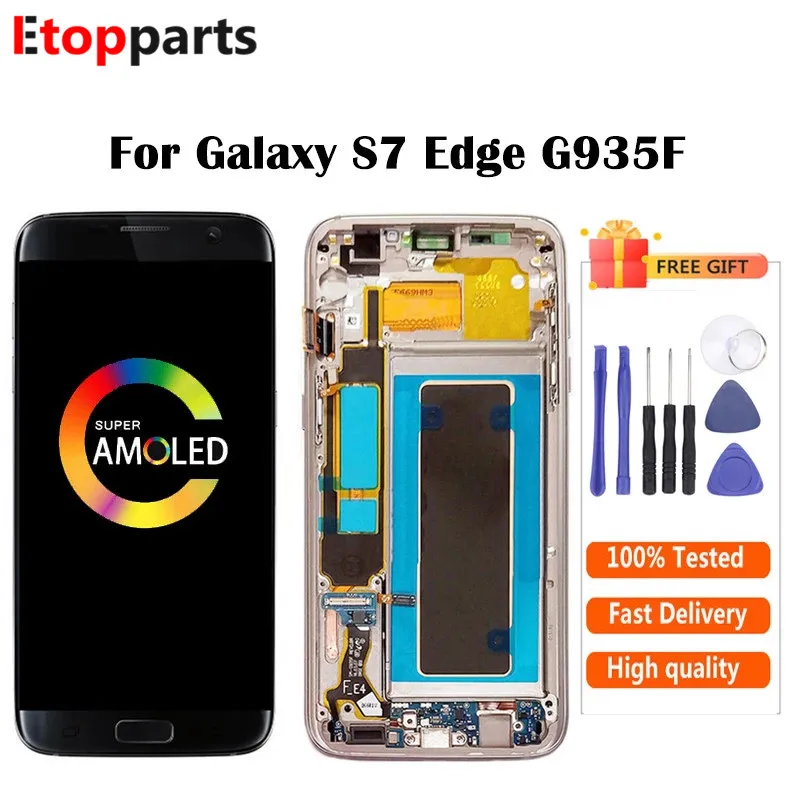 Для SAMSUNG S7 Edge LCD G935 G935F SM-G935F ЖК-дисплей с сенсорным экраном дигитайзер стеклянная