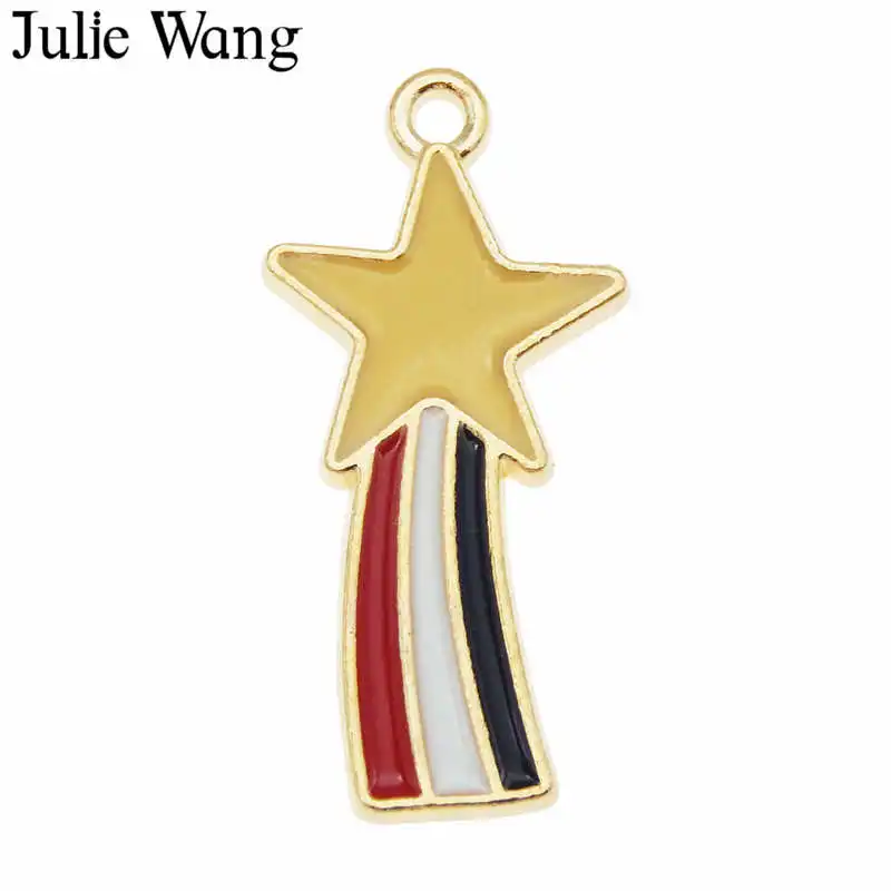 Julie Wang 6 шт. эмаль звезда метеор амулеты красочный сплав золотой тон ожерелье