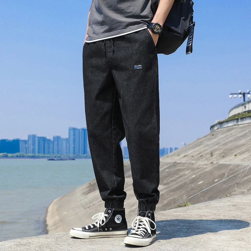 Повседневные джинсы мужские осенние хлопковые однотонные рабочие брюки в стиле