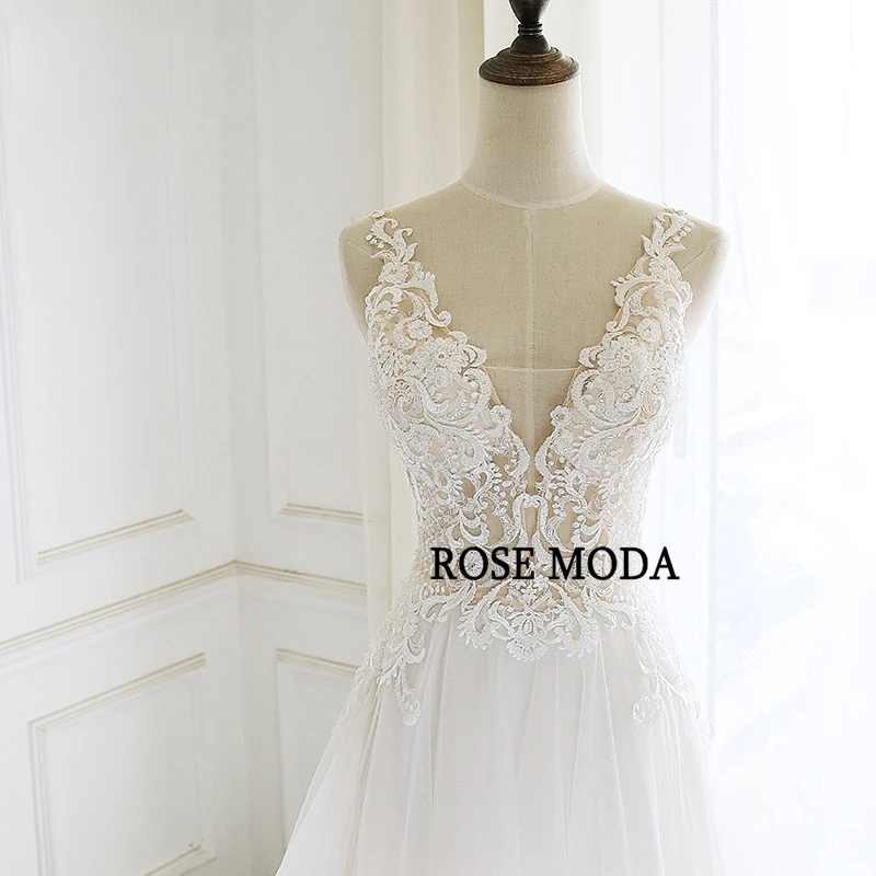 Rose Moda нежное кружевное свадебное платье в стиле бохо 2020 v-образный вырез на