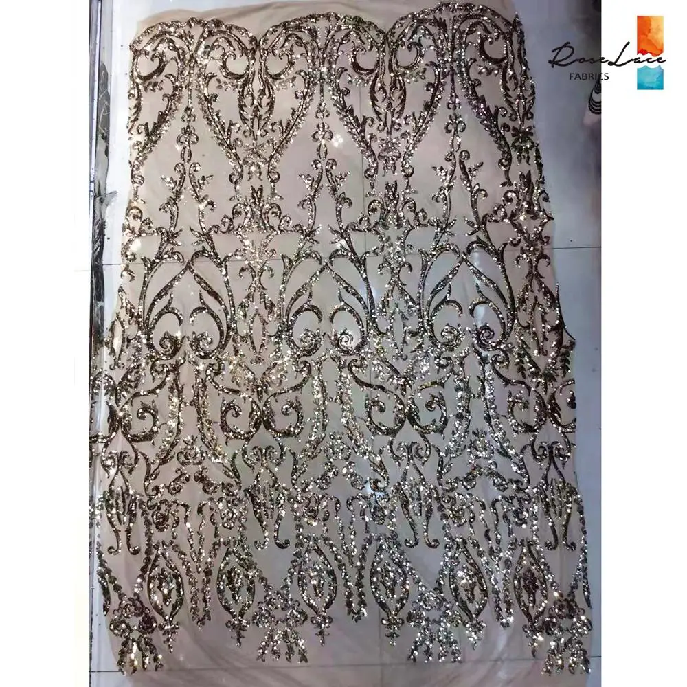 Эластичные африканские блестки сетчатые кружевные ткани нигерийские вышитые