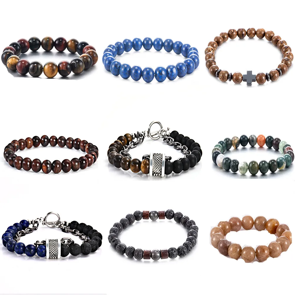Мужской браслет натуральная бусинка из лунного камня тибетский Будда чакра лава