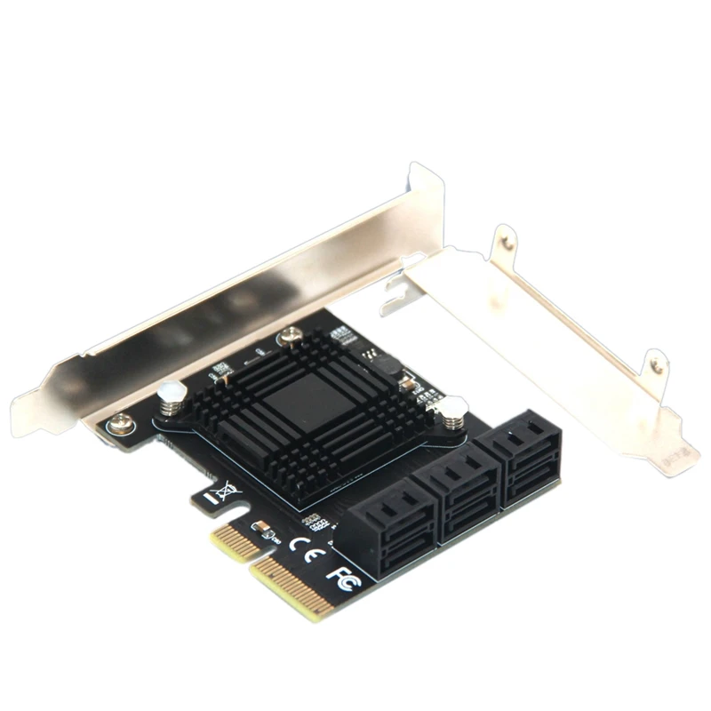 

Чип ASM1166, 6 портов, SATA 3,0 на PCIe, плата расширения PCI Express SATA, адаптер SATA 3, конвертер с радиатором для HDD