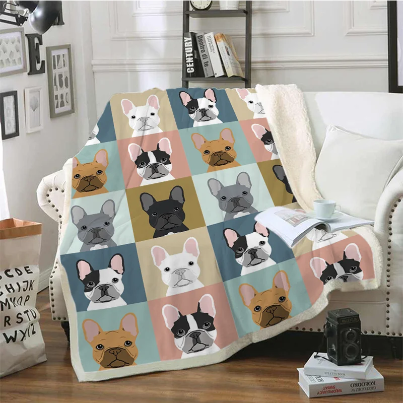 Одеяло с французским бульдогом для кровати толстое одеяло пешего туризма и