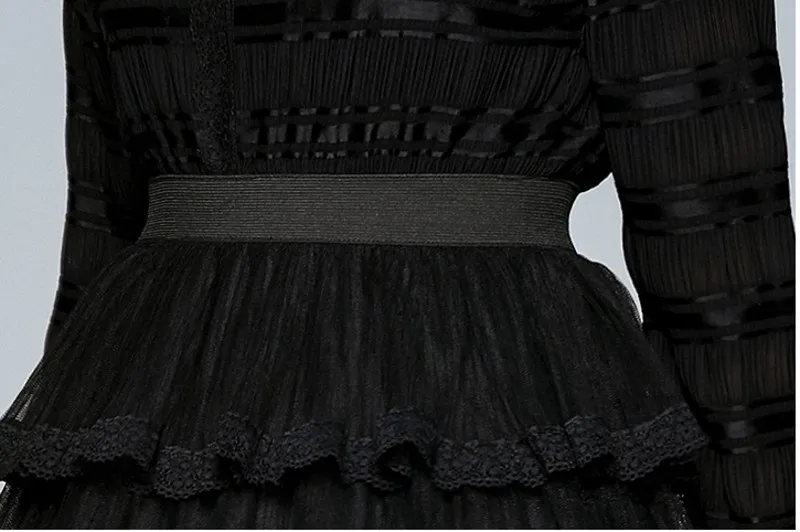 

Layer Ruffles Cake Summer Dress Women long Sleeve Lace Dress Femme Maxi Sexy Dress Vestidos Dresses