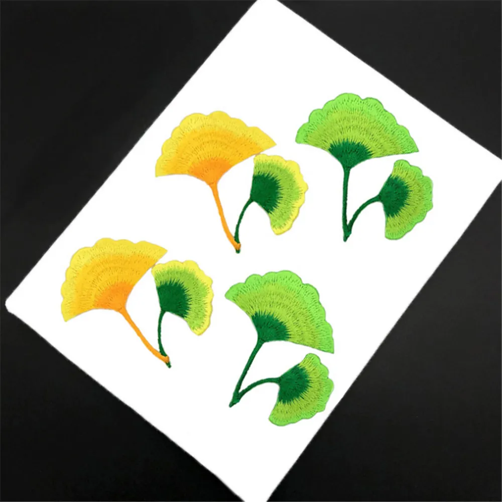 Maxsin высокое качество красивый гингко лист вышитый цветок Patche для одежды платья