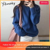 yitimoky women winter sweaters autumn 2021 pullovers solid o neck warm knitted top casual comfortable fashion new warm clothes