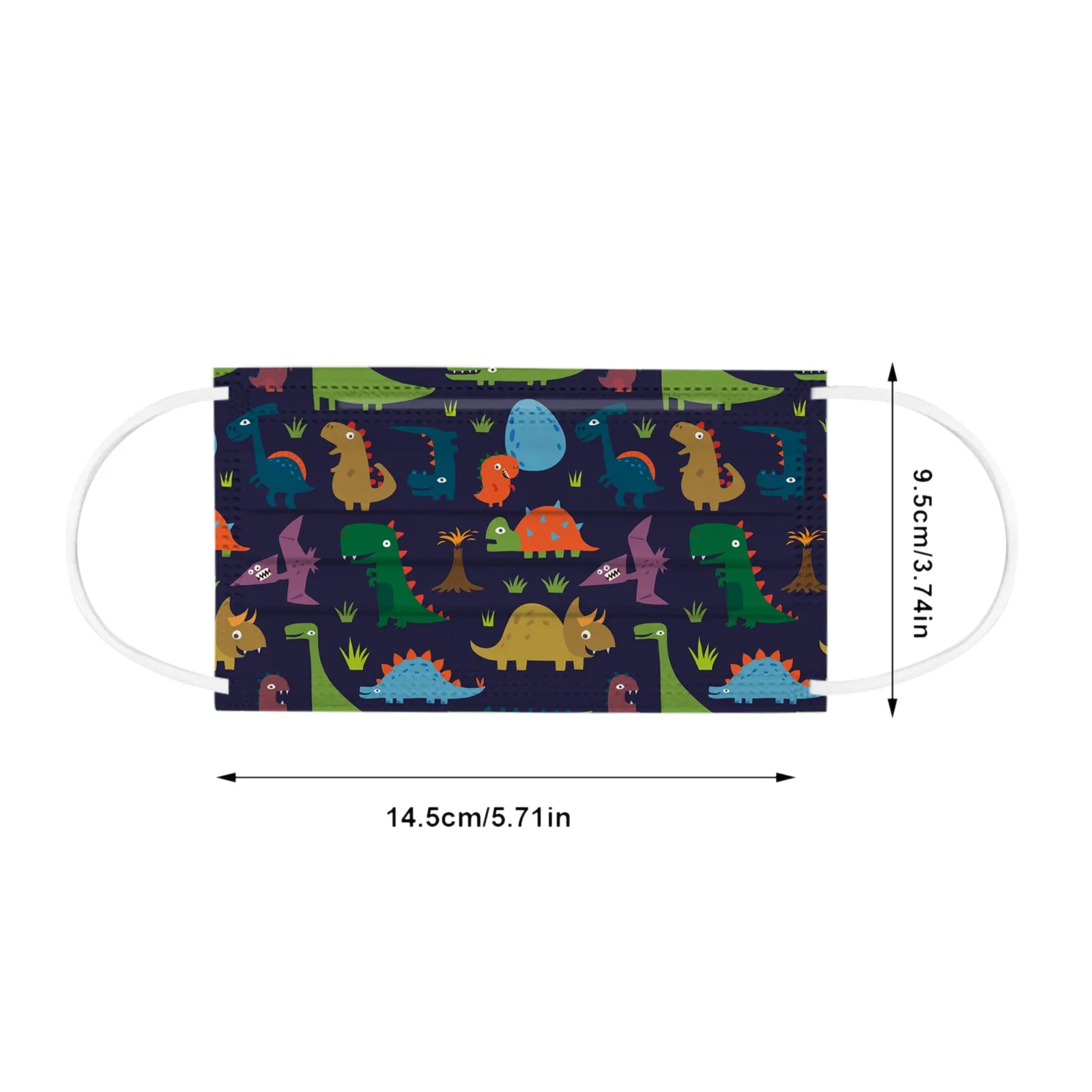 10 шт. Детские разноцветные маски с принтом динозавров 3 слоя | Тематическая одежда