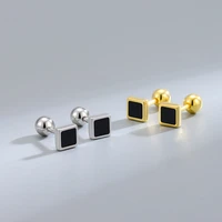 square enamel stud earrings s925 sterling silver screw back for fashion women popular wedding jewelry gifts birthday new year