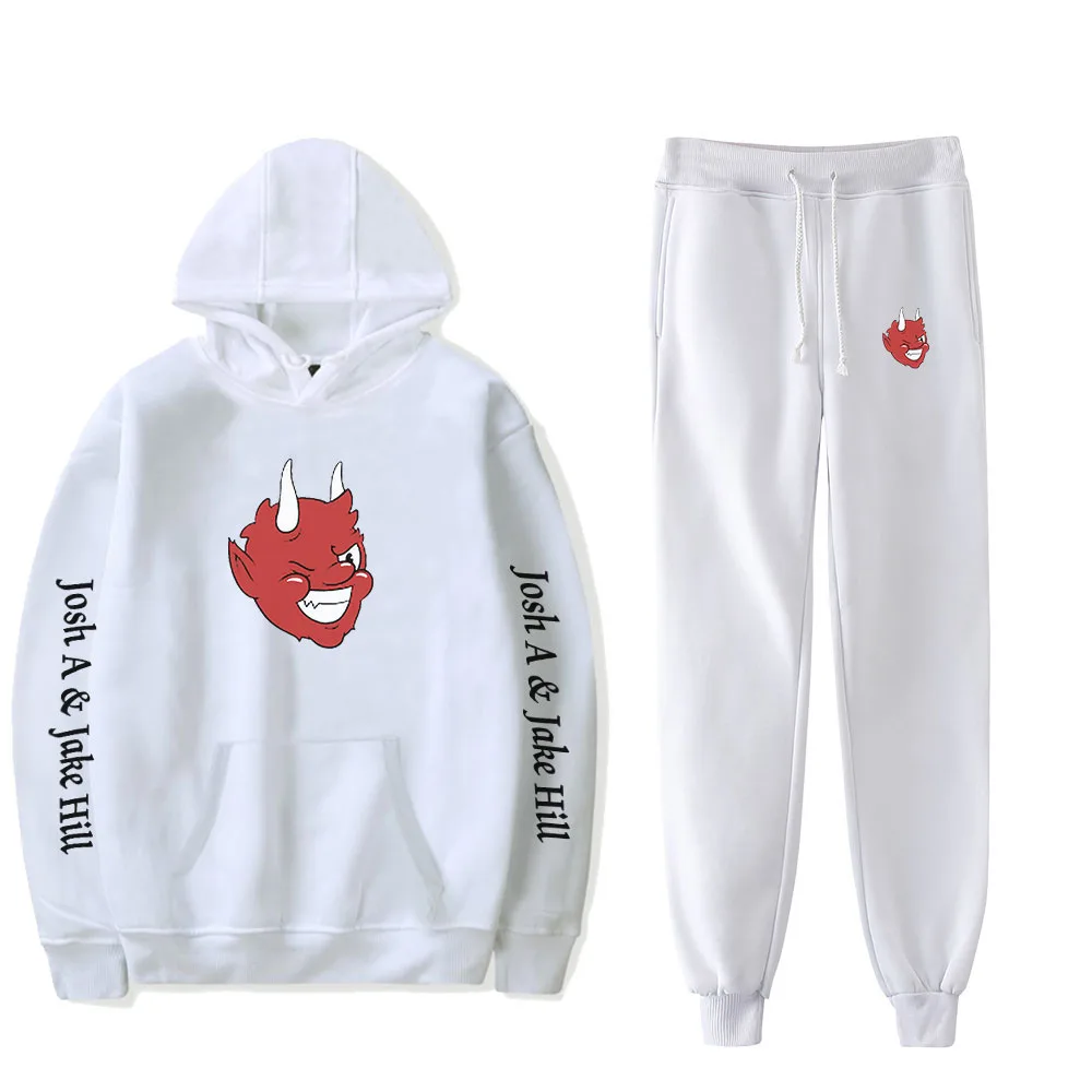 

WAWNI Josh A & Jake Hill Hoodie Sweatshirt Two Piece Suit Cotton Popular Casual Pullover Pants Harajuku Wtreetwear Set 2020 New
