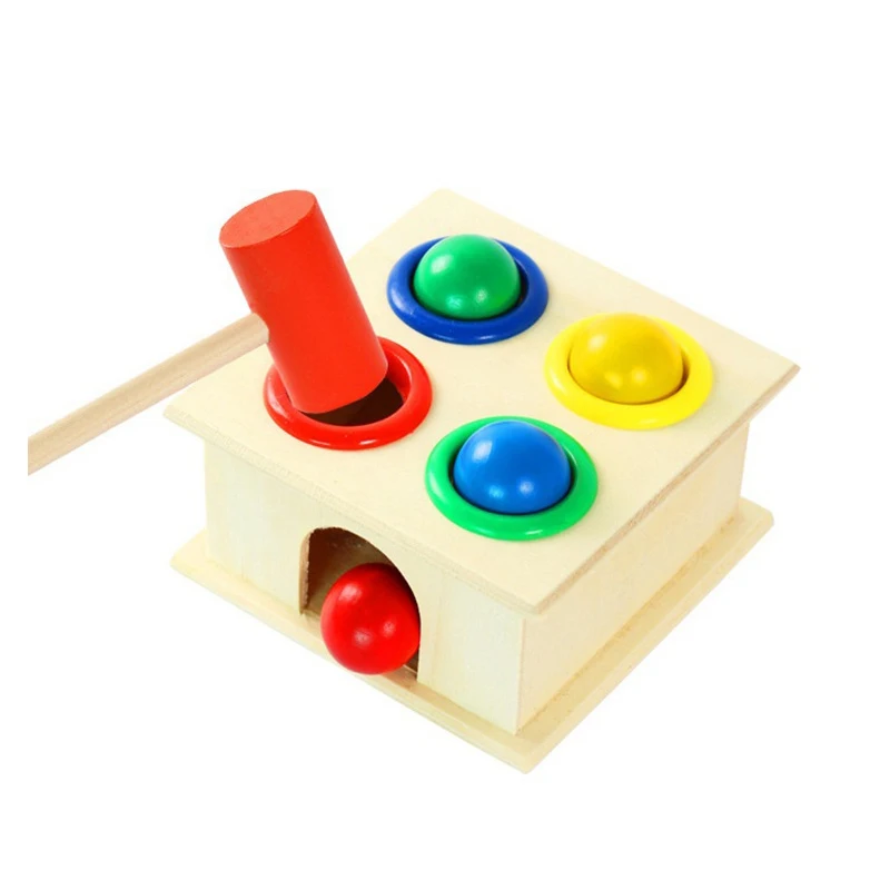 

Montessori Educational Wooden Toys Small Hammer Box Intelligence Knock Table Educational Wooden Early Education Toy Sensory Toys