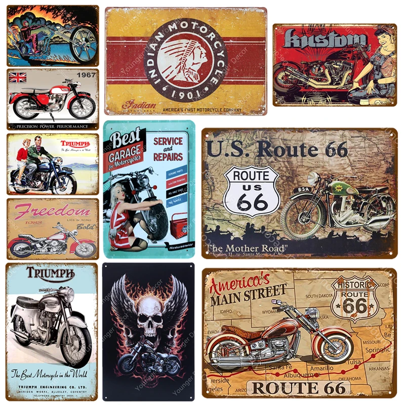 Исторический US Route 66 постер на стену для мотоцикла наклейка винтажный