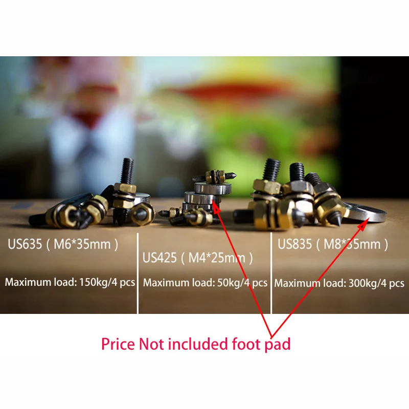 

4PCS M4 M6 M8 M10 Speaker Stand Feet Foot Pad Stress Metal Spikes Cone Floor Foot Nail Isolation Spikes