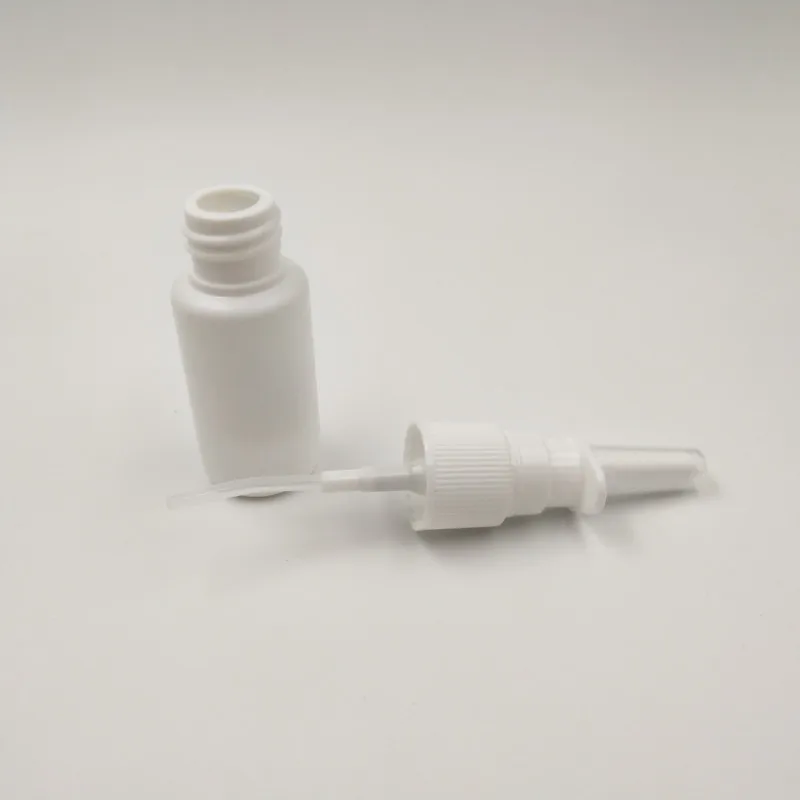 Бесплатная доставка 50 наборов 10 мл белого HDPE Пластик пустой нос бутылочка для