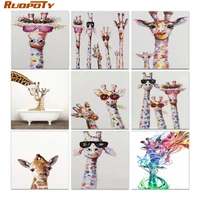 ruopoty giraffe series diy oil digital painting by numbers kits abstract pictures paint by numbers for adults home decoration