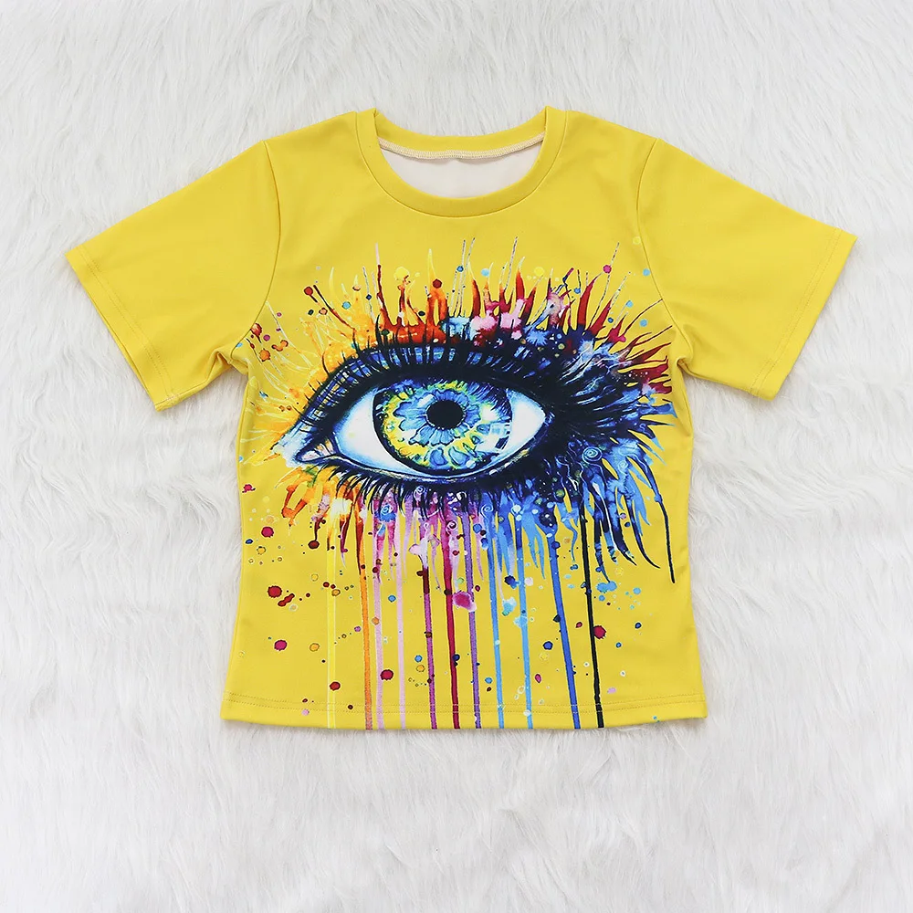 

2020 Summer Hot Selling Sports Suit Two-Piece Set Eye Print T-shirt Shorts Two-Piece European and American Clothes
