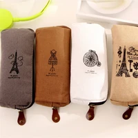 retro towers linen pencil bag students paris style pencil cases school supply promotional gift stationery