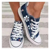 2021 womens canvas floral vulcanized womens classic fashion lace up flat bottom ladies casual platform comfortable shoes xl 43