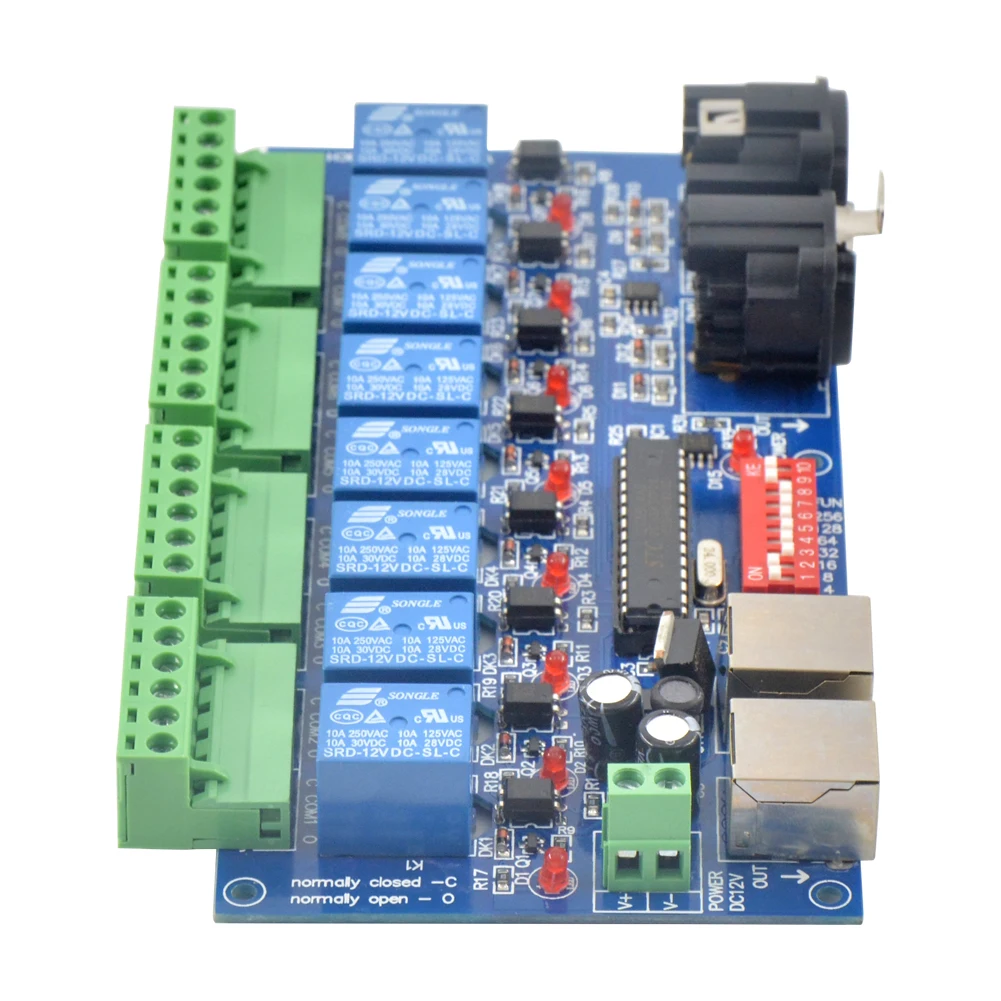 8CH реле dmx512 Управление Релейный выход DMX512 8way релейный переключатель (max 10A)