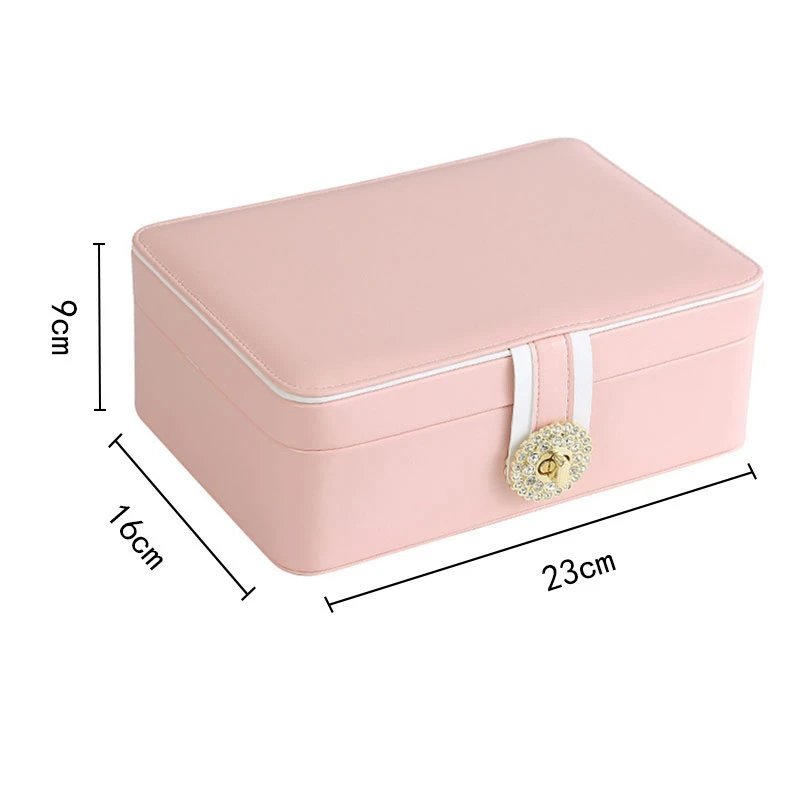 

Button PU Leather Travel Jewelry Boxes for Women Girls Portable Jewelry Box Storage for Earrings Necklaces