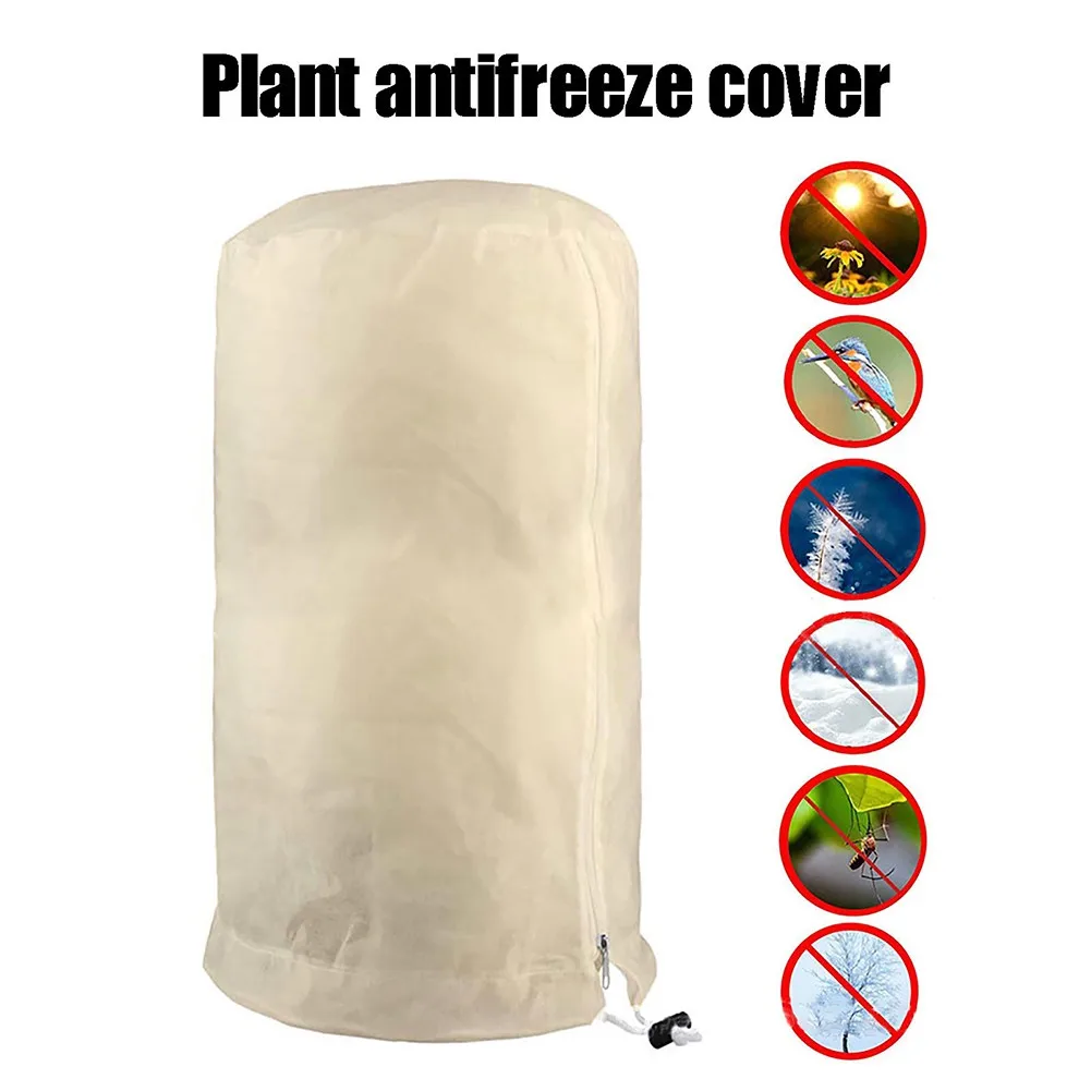 1/2Pcs Plant Fleece Frost Protection Cover Nursery Winter Warm Drawstring Cover Against Cold Tree Shrub Plant Protecting Bag