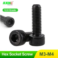 axk 20pcs m3 m4 grade 12 9 black hexagon hex socket allen head cap screw din912 allen bolt screw l5 40mm