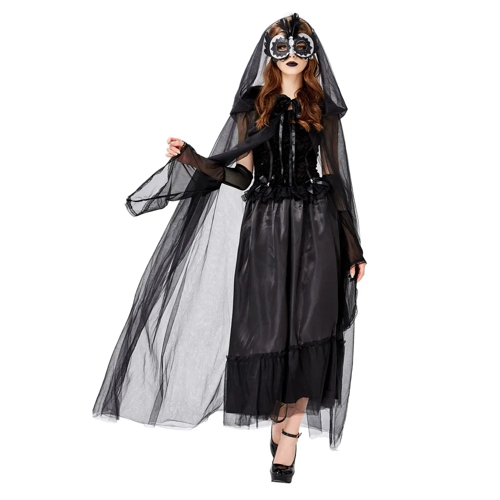 Сексуальный черный призрак невесты террор зомби волшебница праздничное