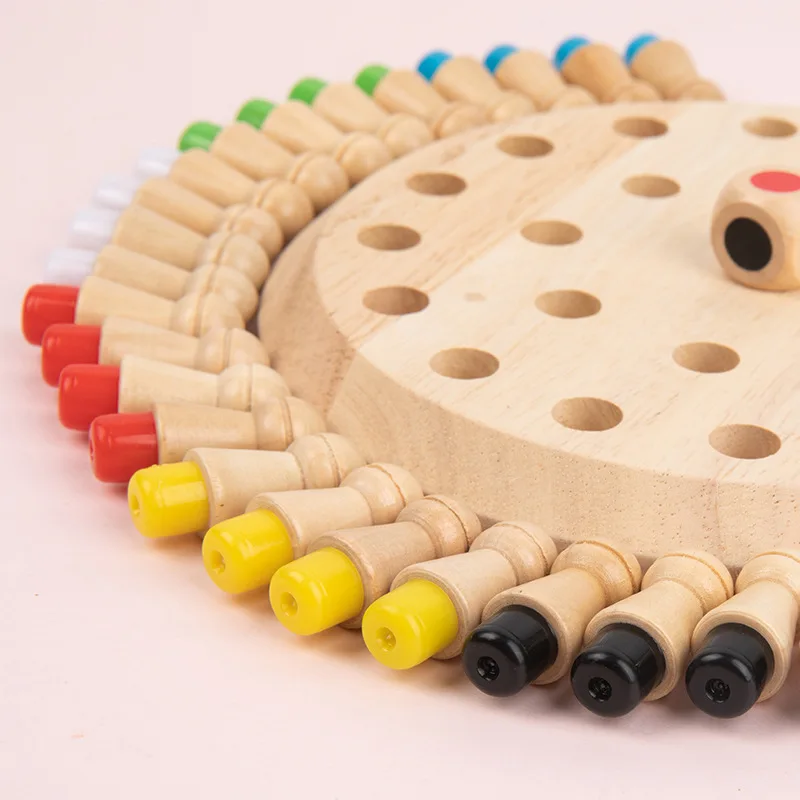 Juego de ajedrez de madera para ni&ntilde;os, juego de mesa de Color divertido, rompecabezas educativo, capacidad cognitiva, juguetes de aprendizaje-3