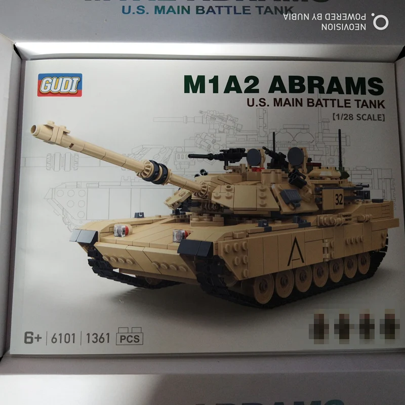 GUDI 1361 шт. США M1A2 ABRAMS 1/28 масштаб военные танки строительные блоки большая