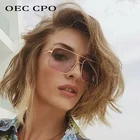 Солнцезащитные очки OEC CPO для мужчин и женщин, винтажные квадратные брендовые дизайнерские металлические очки, коричневые, серые, пикантные UV400, O138