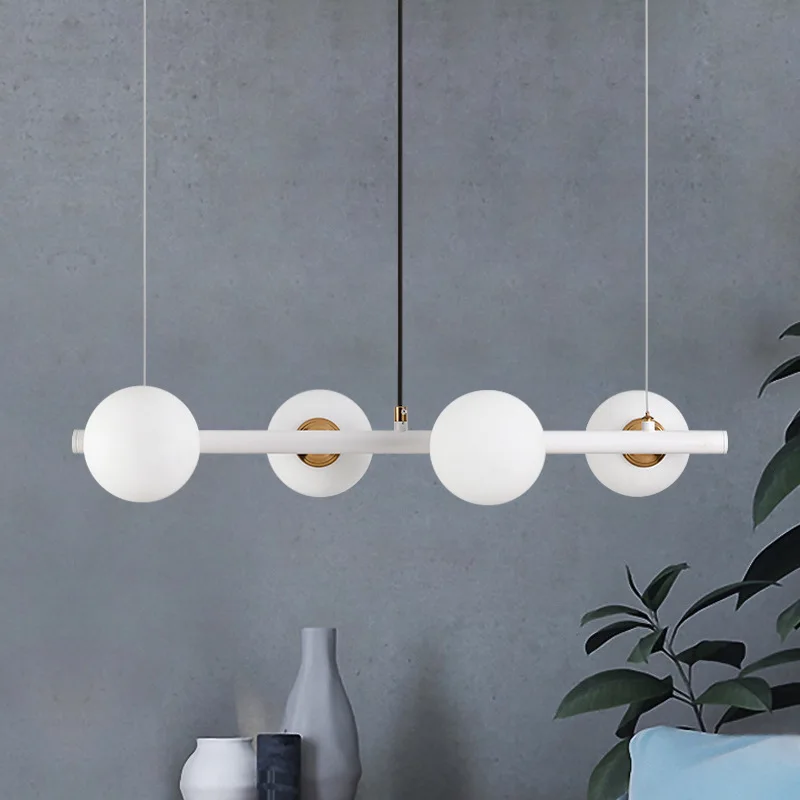 

Horizontal Chandelier Glass Balls Iron Art Deco Ding Pendant Lamp Ceiling Hanging Lighting Fixture Height Adjustbale Chandelier