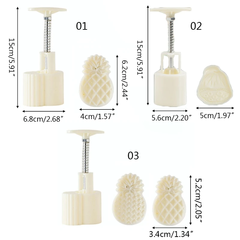 

Plastic Mooncake Mold 50g Cookie Cutter with Pineapple Lotus Stamp Hand Press Chocolate Moon Cake Mould DIY Bakeware