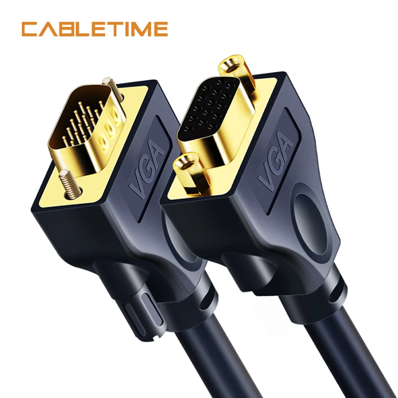 Кабель VGA премиум-класса Cabletime Pro в Удлинительный кабель 24K позолоченный