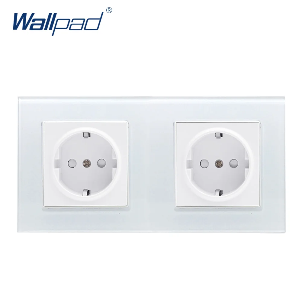 Двойная Европейская 2 контактная немецкая розетка Wallpad Роскошная стеклянная