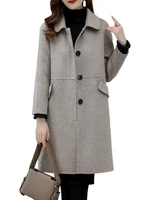 high end primary color double sided cashmere coat womens middle length 2021 new winter thin milk tea color wool coat winter
