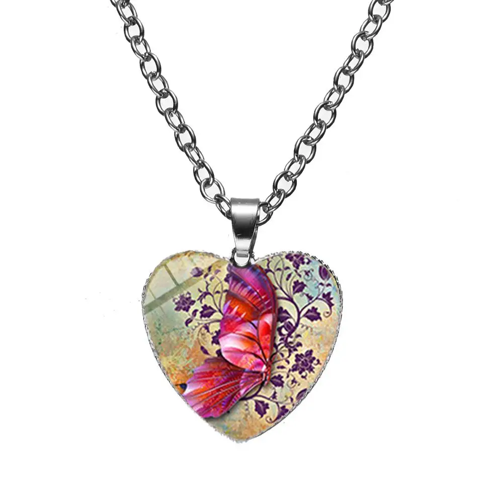 SONGDA Ambilight бабочка сердце кулон ожерелье с картиной муранская цепочка со стразами