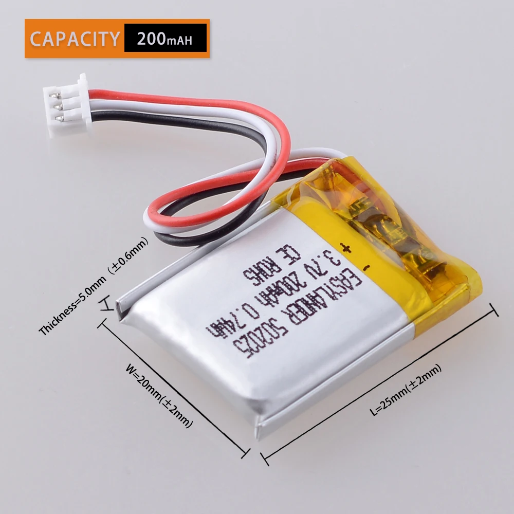 1 25 3p 200mAh 3 7 V 502025 литий-полимерный литий-ионный аккумулятор для динамик игрушек