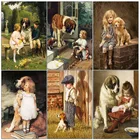 5D DIY алмазная живопись мальчик собака животное Lmage вышивка крестиком квадратнаякруглая домашняя фотография подарок для