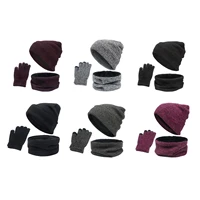 3 piece set winter hat scarf and glove set touch screen mittens hats scarves for women men boys outdoor sports skiing hiking