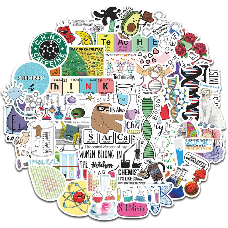 

10/30/50PCS Cartoon Science Physics Chemistry Lab Stickers DIY Toys Luggage Laptop Skateboard Bicycle Decal Graffiti Stickers F5