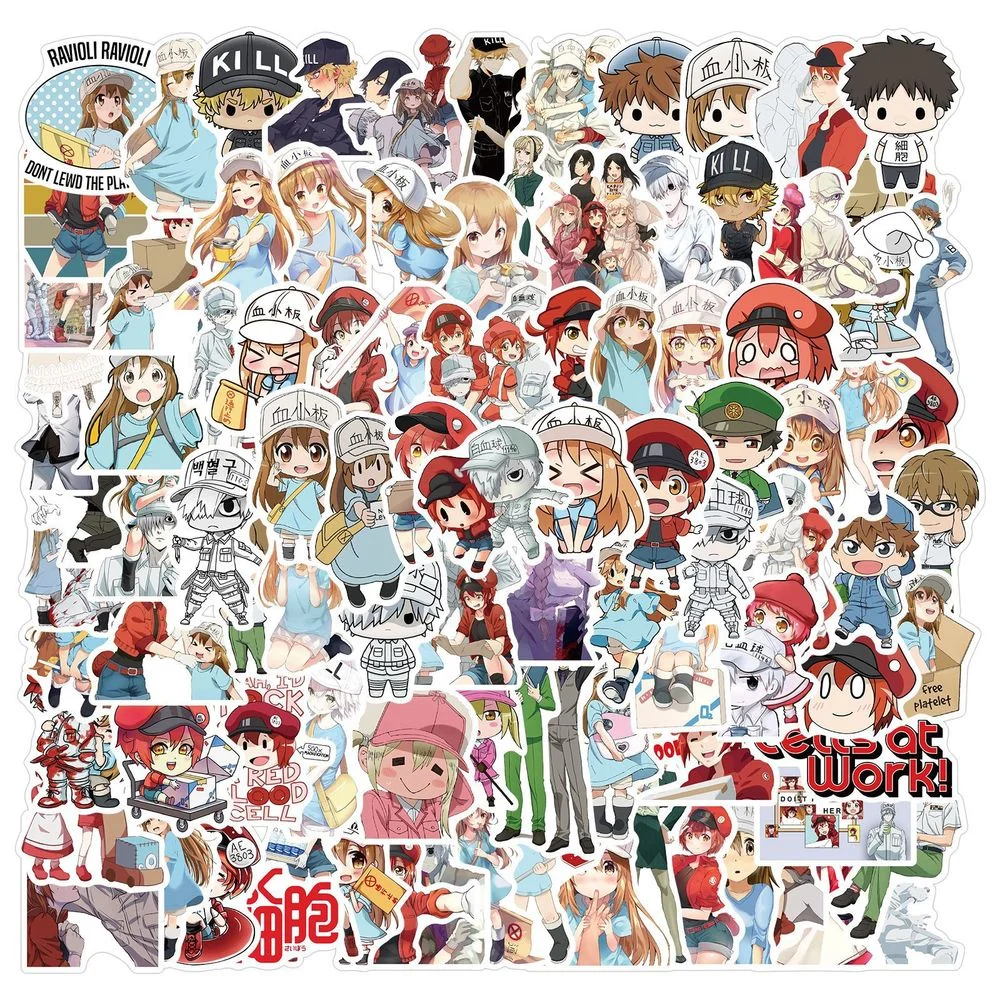 

50pcs Japanese Cartoon Cells At Work Stickers Decal for Luggage Laptop Skateboard Snowboard Suitcase Mobile Phone