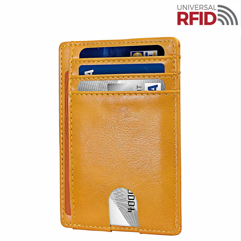 Натуральная кожа RFID Блокировка тонкий и 8 слотов для карт кредитный держатель