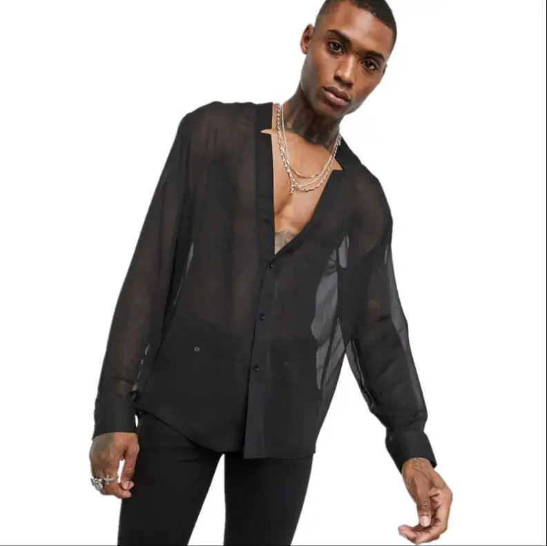 S-5XL ! 2020 New men's clothing Hair Stylist GD Fashion Show Street personality V-neck sexy unique Shirt Coat plus size costumes
