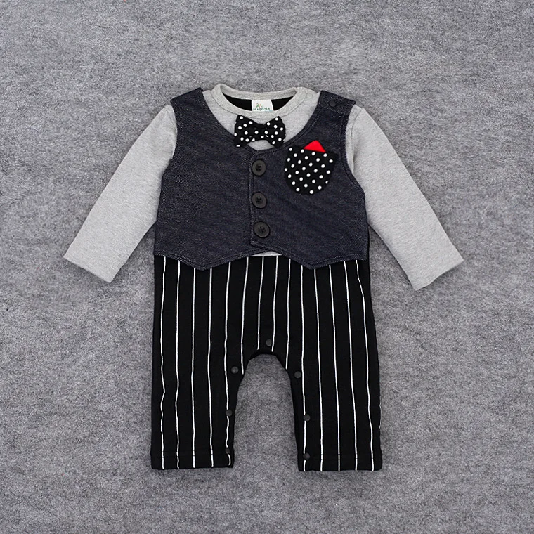 Clearance Sales Autumn Baby Rompers Gentleman Boy Clothing Sets Long Sleeve Infant Jumpsuits Cotton Newborn Clothes |
