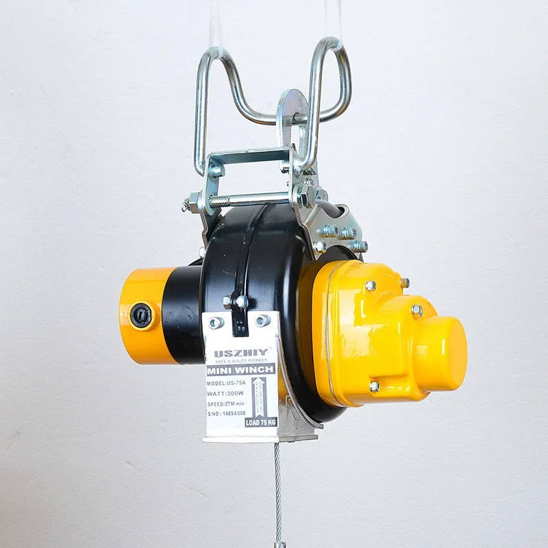 Миниатюрный Электрический подъемник 75 кг подвеска с тросом 220 В быстрая Таль для