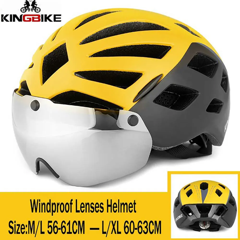 KINGBIKE, Женский велосипедный шлем с очками, ультралегкий, для мужчин, MTB, велосипедный шлем, для горной дороги, для женщин, casco, специальные велосипедные шлемы - Цвет: J-662-Black-Yellow