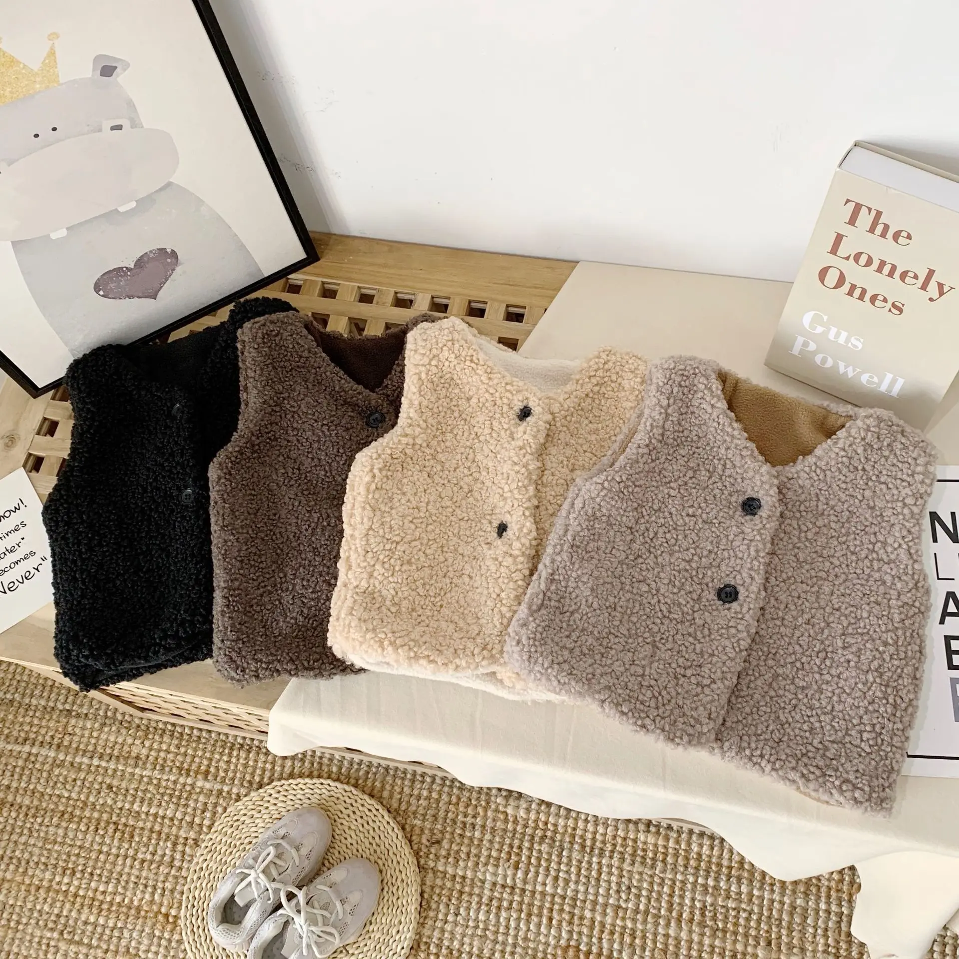 

Winter Clothes New Korean Girl Lamb Wool Thickened Warm Vest Vest Children Baby Foreign Style Warm Vest Tide