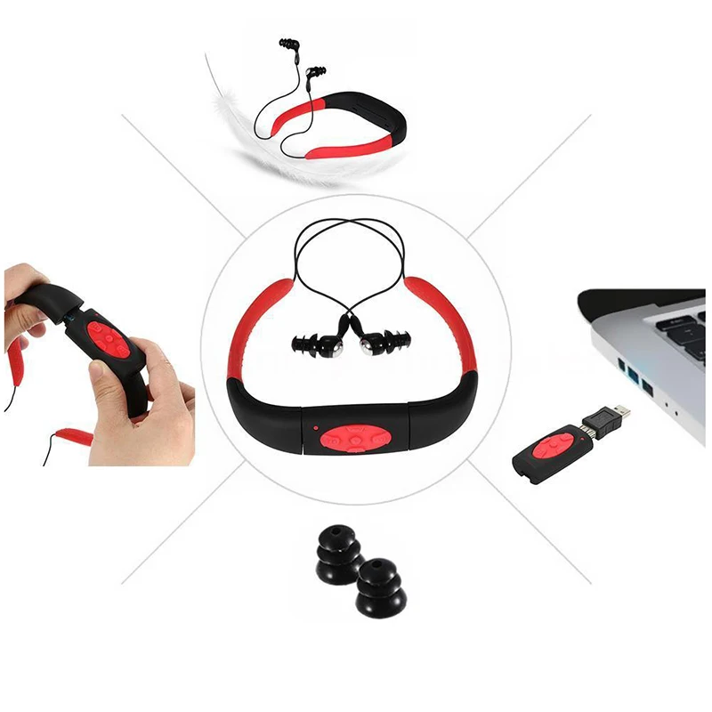 Спортивные Водонепроницаемый 8 Гб открытая плавательная Дайвинг подводная MP3